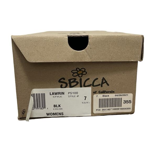 SBICCA Lawrin Leather Open Toe Slip On Sandal Womens US 7 Black Flat Slide NIB - Picture 8 of 8